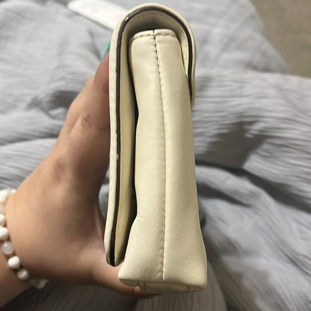 Kate Spade New York Cream Leather & Black Bow Tie Clutch